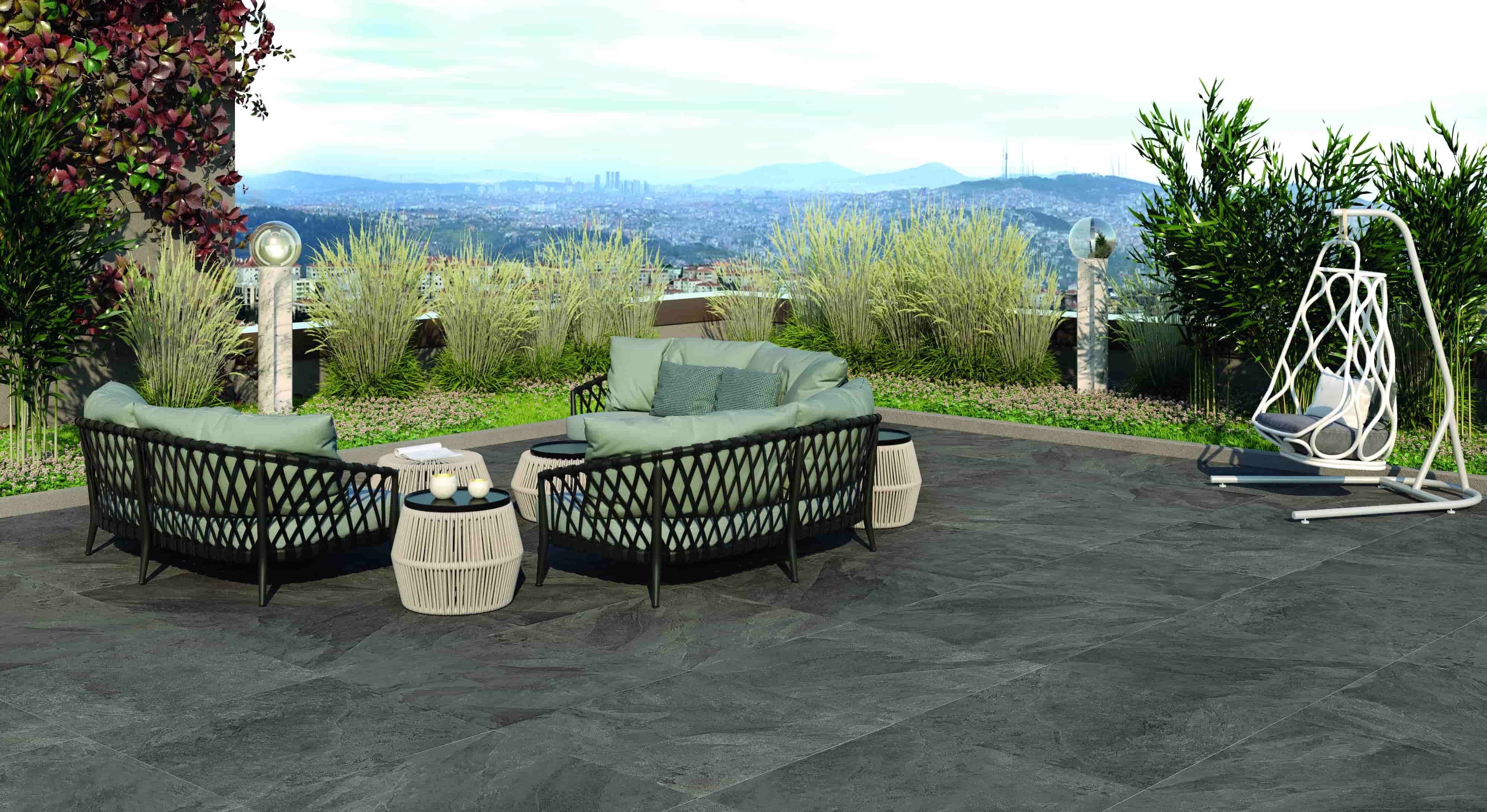 Outdoor-Fliese Castelvetro SLATE Antracite 60x60