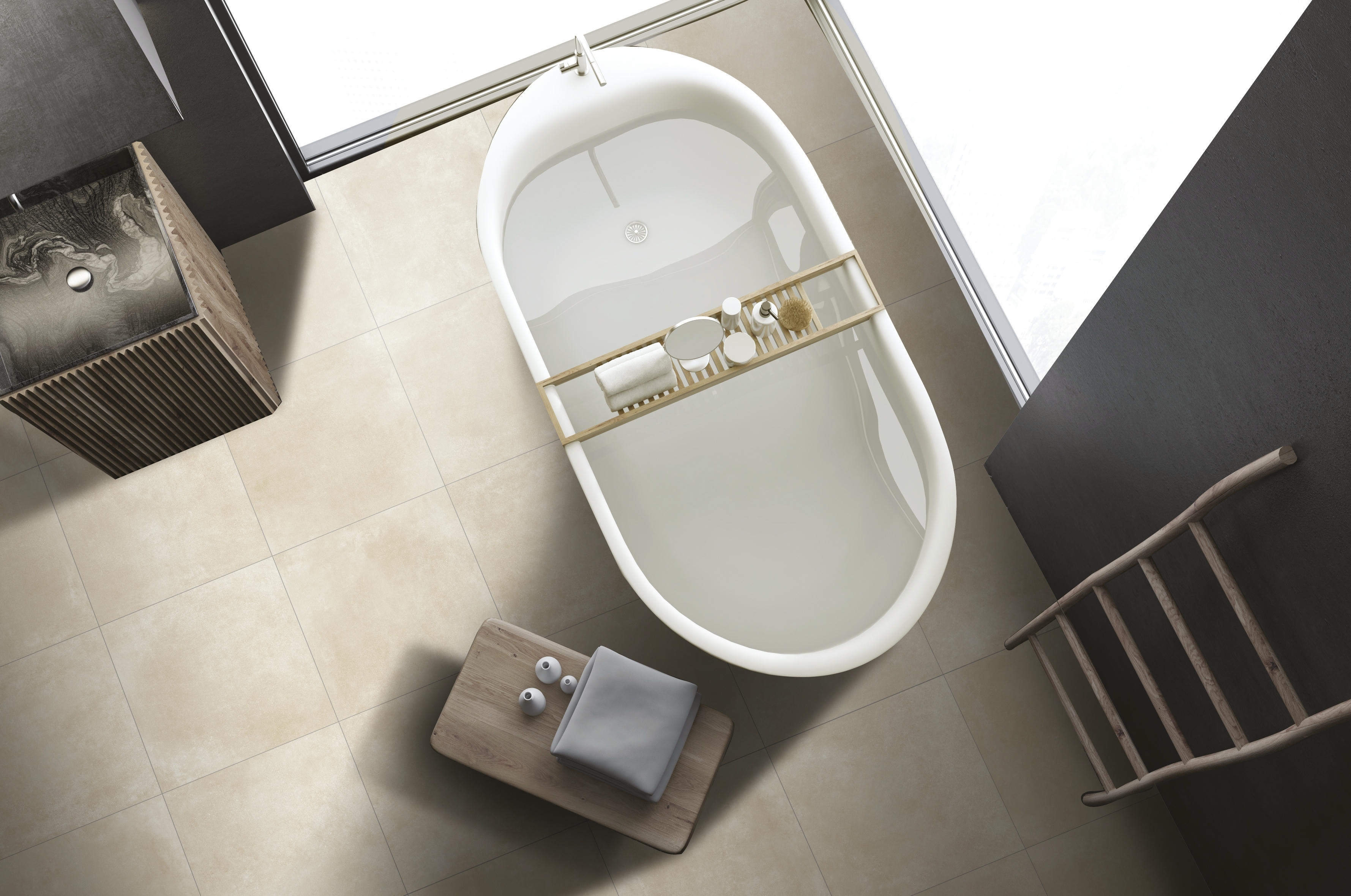 Bodenfliese Kersano CONCRETE light kaki 90x90