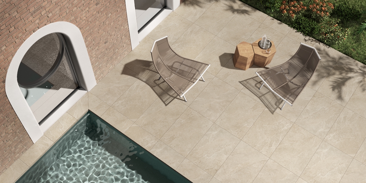 Outdoor-Fliese Sintesi J.U.S.T. cream 60x90