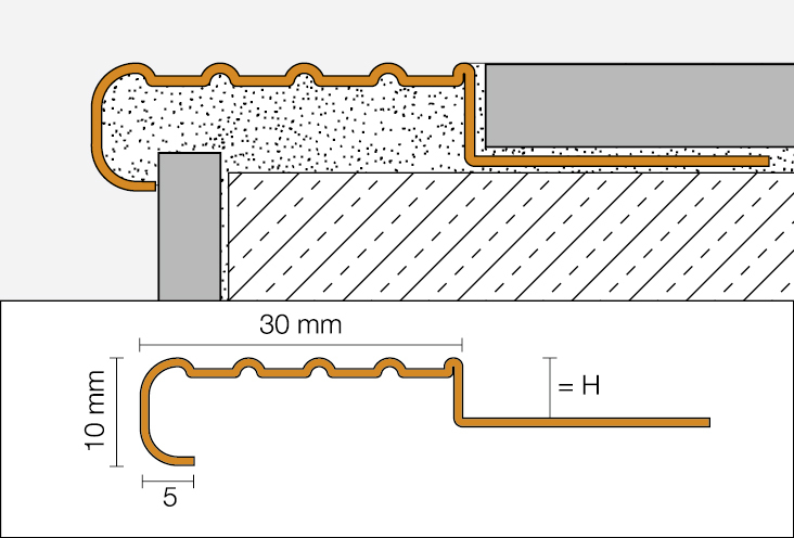 TREP-E  2,5m Treppenprofil H=10mm