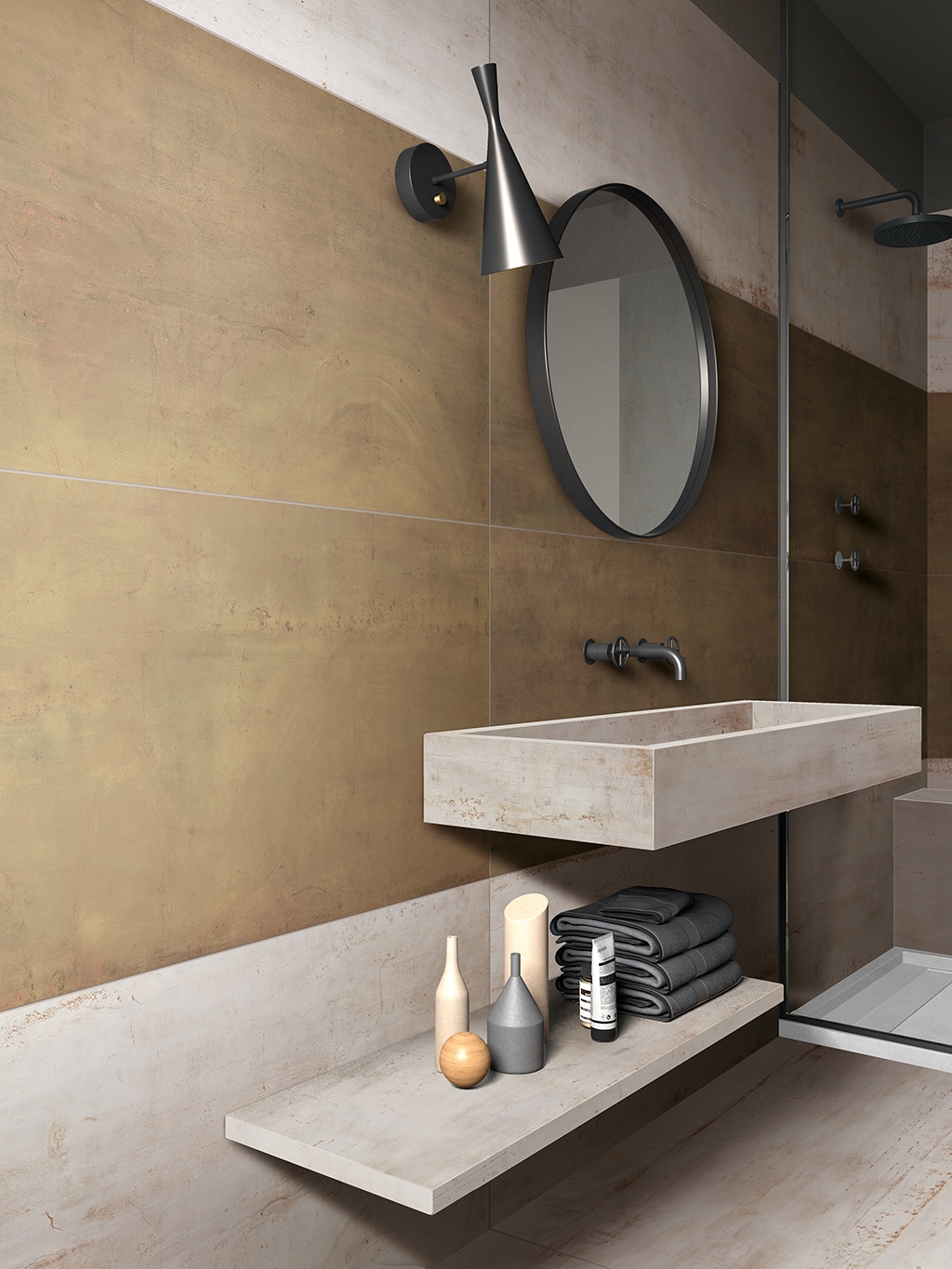 Bodenfliese Flaviker REBEL brass 120x120